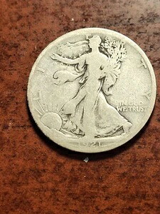1921年 Dウォーキング・リバティ・シルバー・ハーフドル、キーデイト・デンバー inv06 h153gw