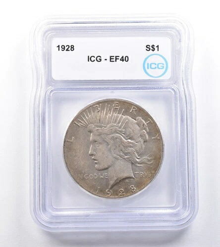 1928年ピースシルバーダラーEF40 ICG *4851