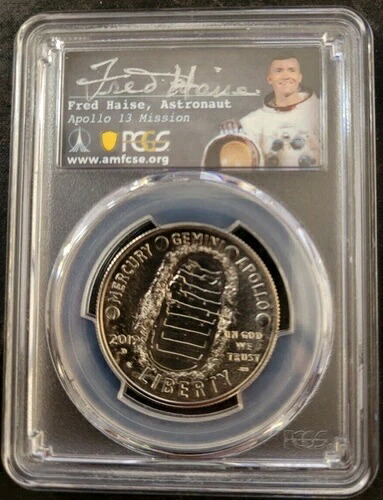 2019-D 50セント アポロ11号 50周年記念ハーフドル PCGS MS70 FDI フレッド・ヘイズ 希少