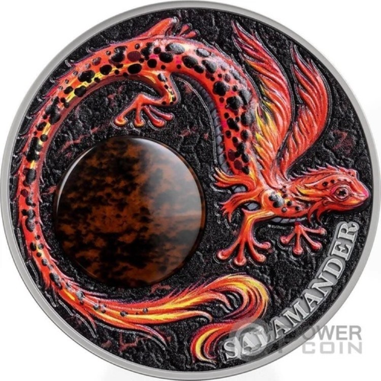 サラマンダー クロニクルズ・オブ・ファイア 2オンス 銀貨 10セディ ガーナ 2024年