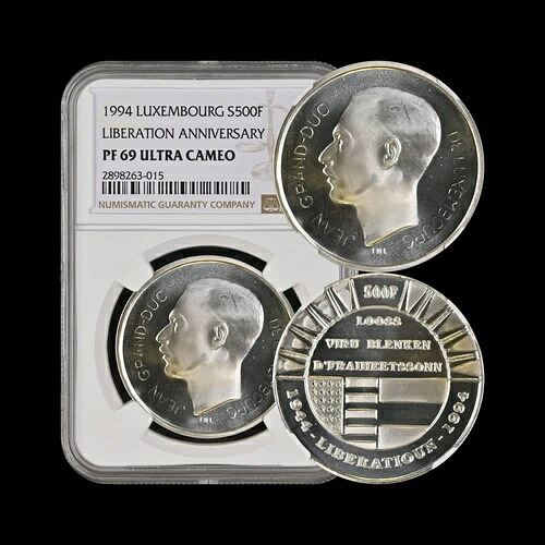 ルクセンブルク、1994年、500フラン、銀貨 - NGC PF69 - トップポップ?? ジャン、解放