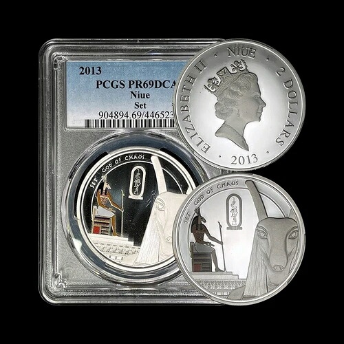ニウエ 2013年 2ドル 銀貨 - PCGS PR69 - トップポップ?? オシリスの物語、セット