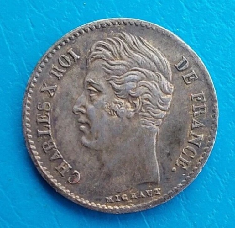 フランス、シャルル10世、1/4フラン銀貨、1830年、バイヨンヌ、KM 722.8、希少