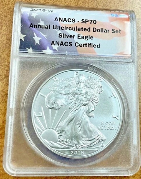 2016年 W バーニッシュド シルバー イーグル ANACS SP70 未流通ドルセット