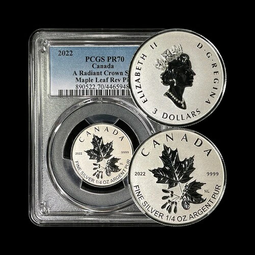 カナダ 2022年 3ドル 銀貨 - PCGS PR70 - トップポップ?? 輝く王冠