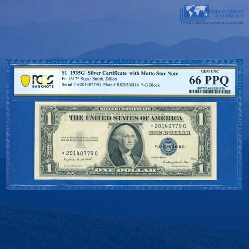 Fr.1617* 1935G 1ドル銀貨証明書 モットー、スターノート、PCGS GEM 66 PPQ #40779｜WORLD RESOURCE【KING店】