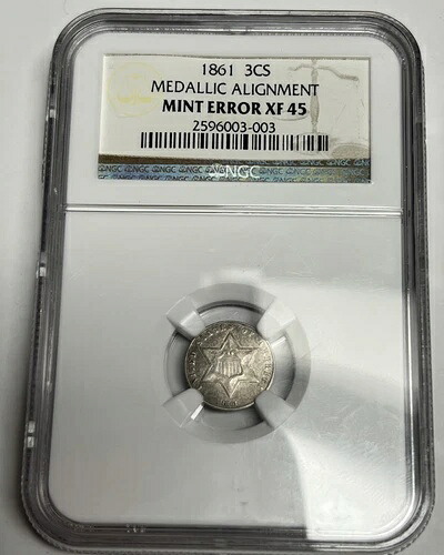 1861年 NGC XF45 180度回転3セント銀貨「メダルアライメント」｜WORLD RESOURCE【KING店】