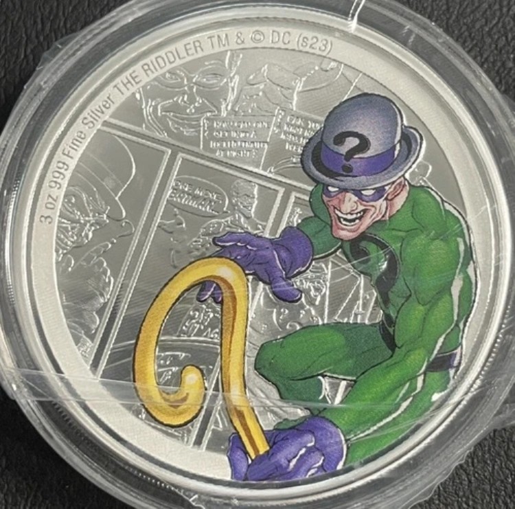 2023年 3オンス .999 シルバー ニウエ DC ヴィランズ ザ リドラー カラー化プルーフコイン #12/1000｜WORLD RESOURCE【KING店】