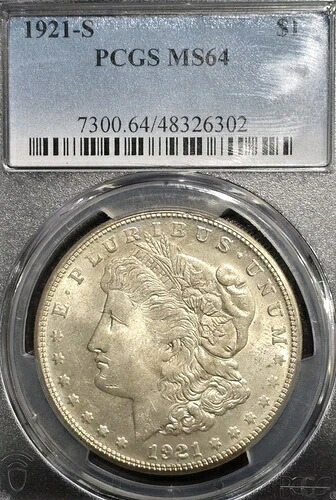 1921年 S モルガン・ダラー MS 64 PCGS シルバー 1ドル 未流通コイン