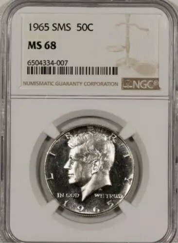 :1965 SMS 50C ケネディ ハーフダラー NGC MS68 (セミカム) 希少度 R6 最高グレード