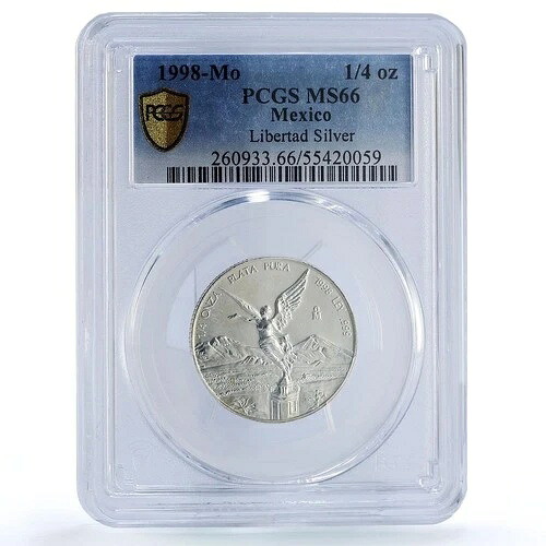 メキシコ 1/4 オンザ リベルタッド 独立の天使 MS66 PCGS 銀貨 1998年｜WORLD RESOURCE【KING店】
