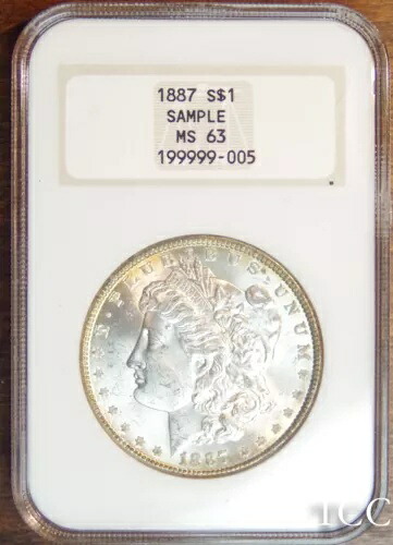 1887年 モルガン・ダラー NGC MS63 サンプルスラブ ノーライン ファッティホルダー ~ 送料無料 TCC｜WORLD RESOURCE【KING店】