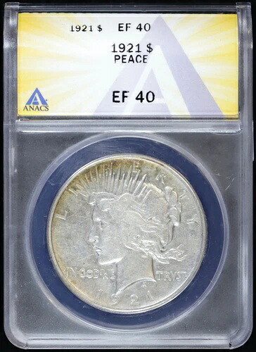 1921-P 1ドル平和銀貨 ANACS EF 40 | ハイレリーフ XF|WORLD RESOURCE【KING店】