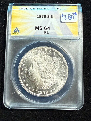 1879年 S モーガン シルバー ドル ANACS MS 64 PL｜WORLD RESOURCE【KING店】
