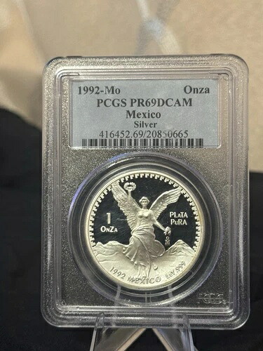 1992年-Mo メキシコ シルバー UNC オンザ シルバー ディープカメオ プルーフコイン PCGS PR69 DCAM