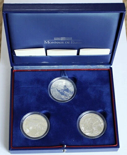 2005 ジュール ヴェルヌの素晴らしい 1.5 ユーロ プルーフ 3 コイン セット、モネ ド パリ、COA