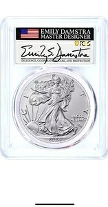 2024 P シルバー イーグル スター プライベート PCGS MS70 エミリー・ダムストラ 発行初日サイン入り