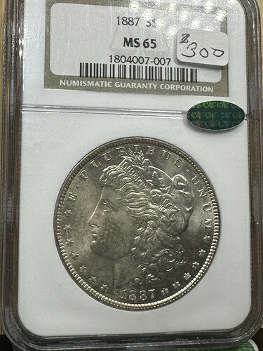 1887年 モルガン銀貨 NGC MS65 CAC