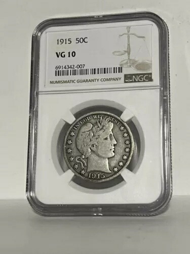 NGC 1915年 アーリーバーバー ハーフダラー 50セント 米国銀貨 VG10グレード