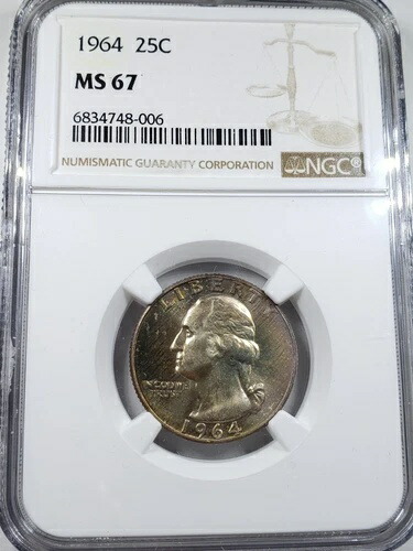 1964年ワシントンシルバークォーターコイン - NGC MS67 - 121,550円