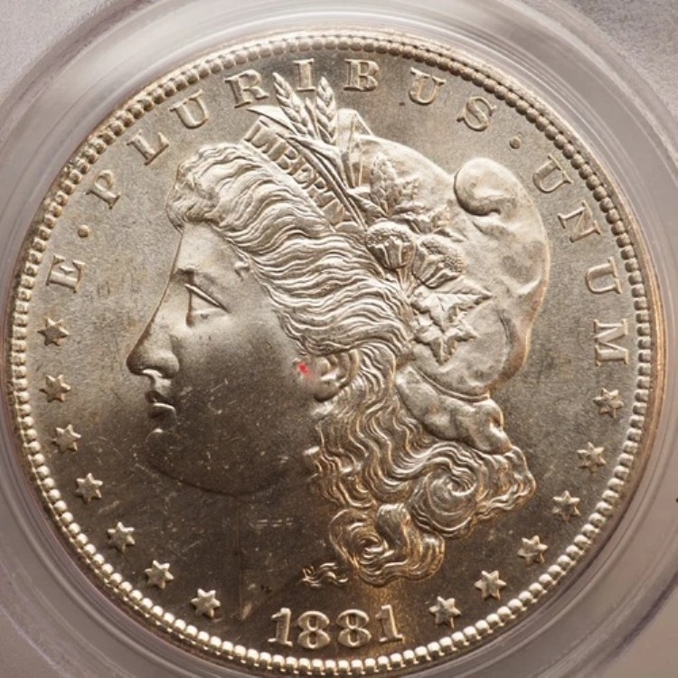 1881 *S* モルガン・ダラー **PCGS MS 65 ブライトホワイト OGH ** 送料無料 G1173