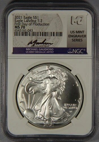 2021年 シルバーイーグルドル T-2 NGC MS70 製造初日 ガウディオソサイン入り 121,550円