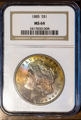 1885年 1ドル銀モルガンドル MS 64 NGC # 1817830-008 + ボーナス