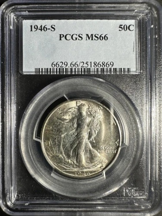 1946-S 50セントウォーキング・リバティ・ハーフダラー PCGS MS66