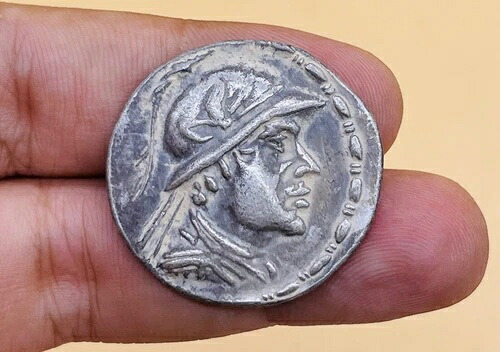 古代インド・ギリシャAR銀テトラドラクマ貨幣ユーロクラテスの頭部16グラム｜WORLD RESOURCE【KING店】
