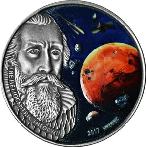 2017年 ブルキナファソ 火星隕石3個 ヨハネス・ケプラー アンティーク 1オンス 銀貨