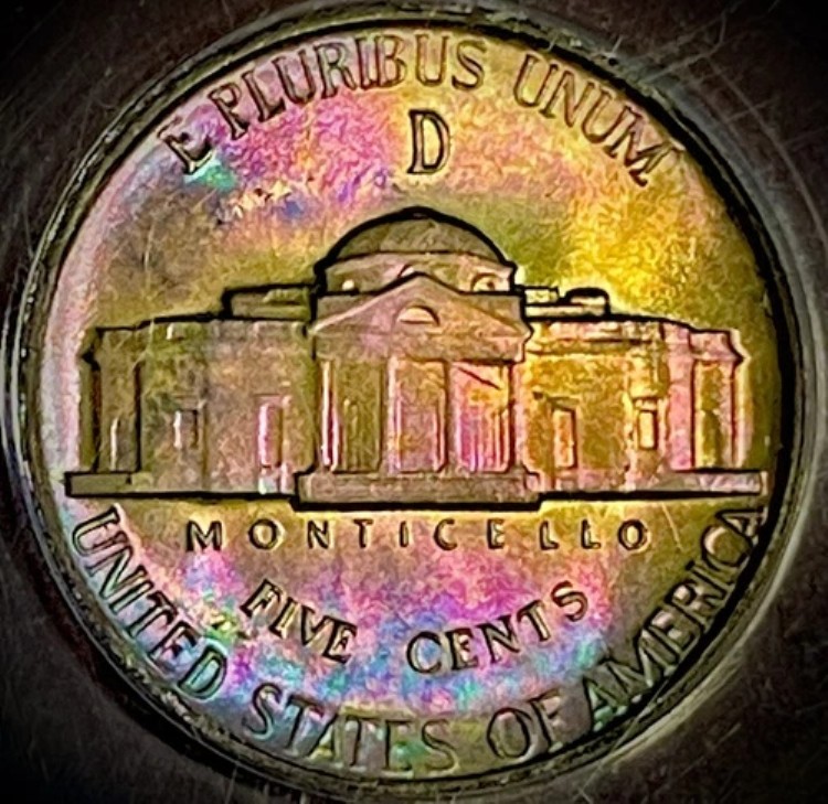 1943年製 ジェファーソン 35% シルバー ニッケル ANACS MS64 明るいカラフルな色調 121,550円