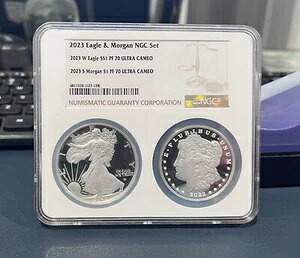 2023 W & S イーグル＆モーガン NGC セット NGC PF70 ブラウンラベル (AHE)｜WORLD RESOURCE【KING店】