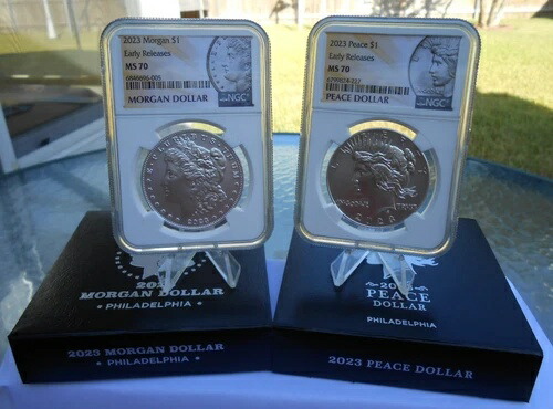 2023(P) モルガン＆ピース シルバーダラー NGC MS70 早期リリース 2枚セット（手持ち） 121,550円