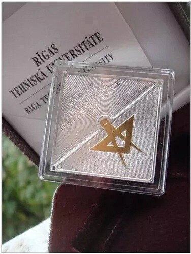 ラトビア 2012年 金箔銀貨 1ラツ リガ工科大学 プルーフ