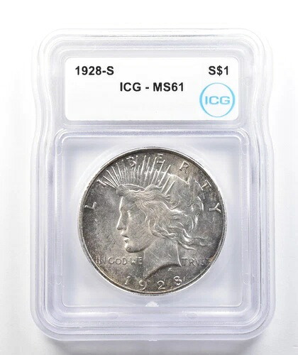 1928-S ピースシルバーダラー MS61 ICG *9858