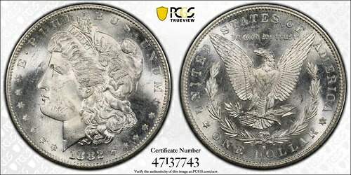 1882年 S モーガン銀貨 PCGS MS-65