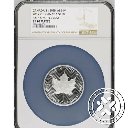 2017年 カナダ S$10 2オンス 150周年記念 シルバー アイコニック メープルリーフ NGC PF70 ER