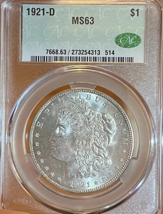 1921-D CAC MS63 モルガン銀貨