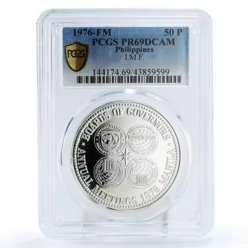 フィリピン 50 ピソ 国際会議 I.M.F. PR69 PCGS 銀貨 1976年