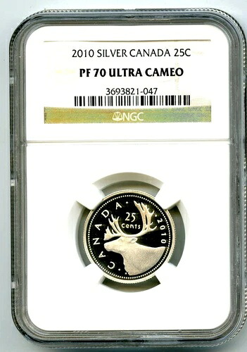 2010年 カナダ シルバー プルーフ 25セント NGC PF70 UCAM クォーター 超希少 わずか5枚のみ