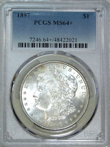 1897年 P モルガン ダラー PCGS MS64+ ブラストホワイト スーパーブ フロスティ ラスター PQ #F333A