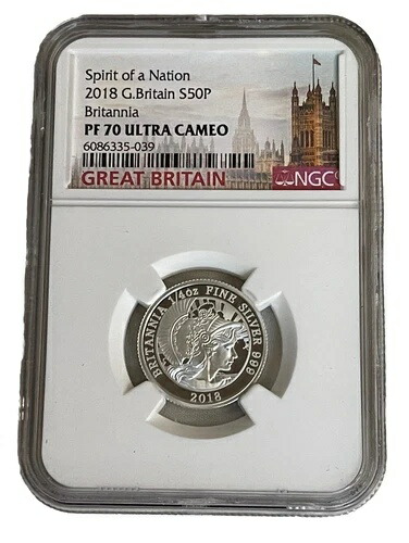 2018年 20ペンス 英国 シルバー プルーフ ブリタニア NGC PF70 EX. レア トップポップ\u003d24