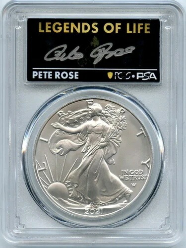 2021 ASE $1 T2 初回生産 PCGS MS70 レジェンド・オブ・ライフ ピート・ローズ オート/サイン