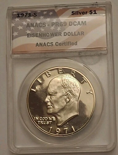 1971年 S シルバー 1ドル - シルバー - ANACS-PR69 DCAM