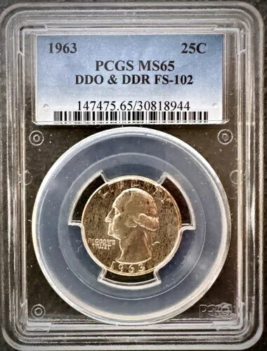 1963年 PCGS MS65 FS-102 DDO & DDR ダブルダイ 表裏 ワシントン クォーター｜WORLD RESOURCE【KING店】