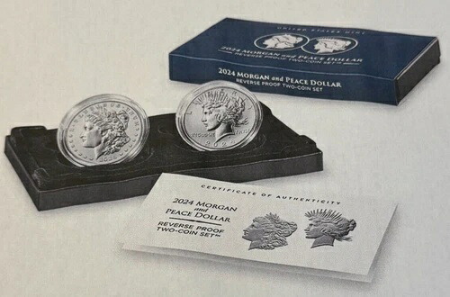 2024-S モーガン＆ピース シルバー 'リバースプルーフ' ドルコインセット *COA & OGP* 24XS｜WORLD RESOURCE【KING店】