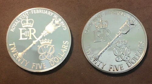 1975年 バミューダ王室訪問 25ドル 銀貨＆ニッケル貨 - 2枚 - 発行枚数=14708,1193｜WORLD RESOURCE【KING店】