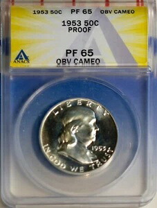 1953年 50セント銀貨 フランクリンヘッド ハーフダラー プルーフ 65 カメオ ANACS # 7149525 + ボーナス