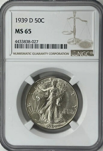 1939年 D ウォーキング・リバティ・ハーフダラー MS65 NGC