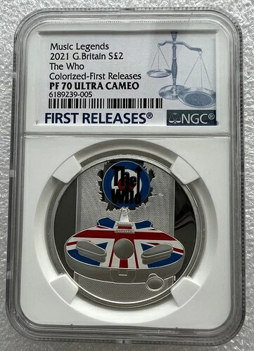 イギリス UK 2021 ミュージックレジェンド ザ・フー シルバーコイン 1オンス COA NGC PF70
